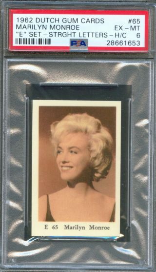 1962 Dutch Gum Card E Set 65 Marilyn Monroe Close Up Portrait Psa 6
