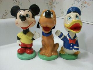 Vtg Walt Disney Production Mickey Mouse Donald Duck Pluto Bobblehead Nodder