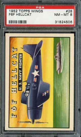 1952 Topps Wings 28 F6f Hellcat Psa 8 Ds9390