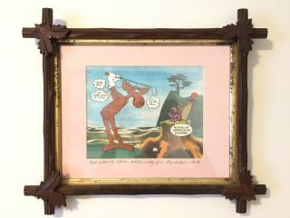 Rocky And Bullwinkle Animation Cel Signed Alex Anderson Golf Illustration Framed