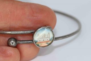 Antique Victorian Silver Hand Painted Miniature Indian Landmark Bangle