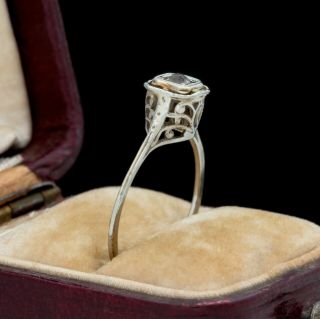 Antique Vintage Art Deco 18k White Gold Paste Engagement Wedding Ring Sz 6.  25