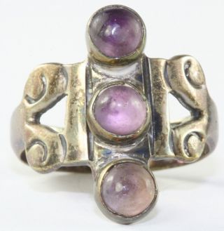 Vtg Mexican Sterling Silver Amethyst Ring Size 8