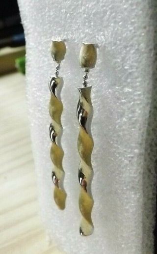 . Vintage 14k Yellow & White Gold Post Stud Dangle Drop Earrings,  Michael Anthony