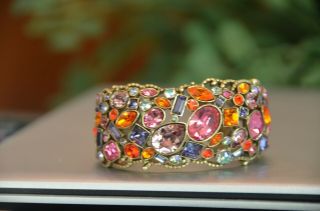 Heidi Daus M/l Swarovski Crystal Hinged Cuff Bracelet - Various Shapes & Sizes