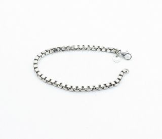 TIFFANY & CO.  925 Silver - Vintage Minimalist Square Link Chain Bracelet - B8184 2