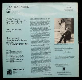 Sibelius: Violin Concerto - Ida Haendel HMV ASD 3199 ED1 LP 2