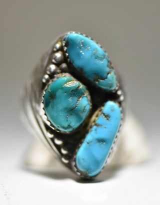 Turquoise Ring Navajo Tribal Southwest Sterling Silver Men