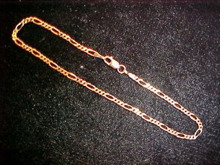 1970s Retro 14k Solid Yellow Gold Figaro Loose Link Bracelet 8 " 2.  5 Grams