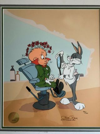 Chuck Jones Signed Warner Bros.  " Rabbit Of Seville Iii " Bugs Bunny & Elmer Fudd