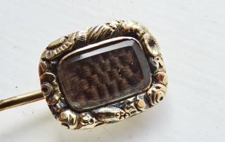 Georgian Gold And Woven Hair Mourning Stick Pin
