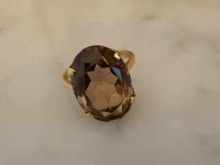 An Exceptional 9 Ct Gold Large And Heavy 10.  00 Carat Smoky Quartz Ring