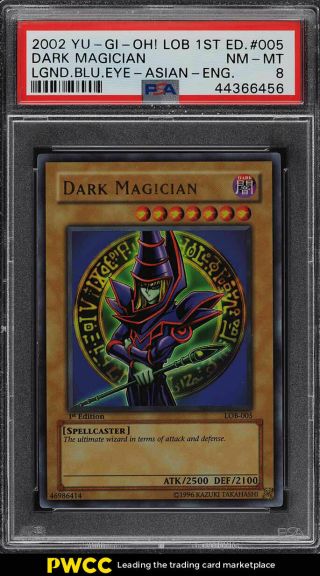 2002 Yu - Gi - Oh Lob Asian - English 1st Edition Dark Magician Lob - 005 Psa 8 Nm - Mt