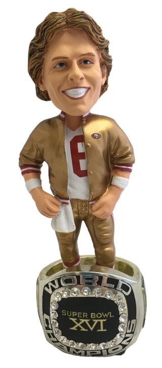 Joe Montana (san Francisco 49ers) Bowl Ring Base Nfl Bobblehead Exclusive