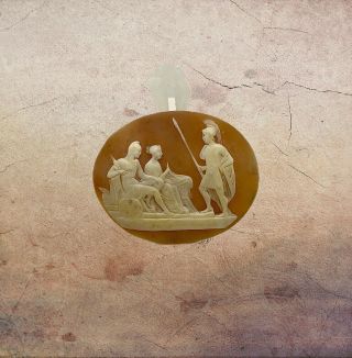 Shell Cameo Of A Classical Roman Scene - Signed To Back