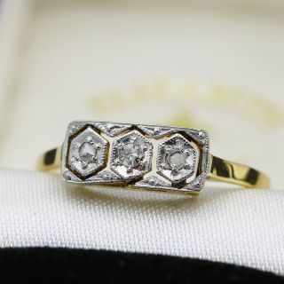 Art Deco 18ct Yellow Gold And Platinum Diamond Ring