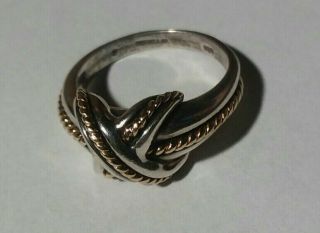 Tiffany & Co Sterling Silver 18k Gold Rope Signature X Twist Knot Ring Band
