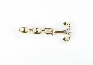 ESTATE DIAMOND SOLID 14K GOLD ANCHOR WITH CHAIN PENDANT 6836 3