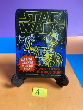 1977 Star Wars Topps Wax Pack Blue Series 1 Cards Sticker Gum
