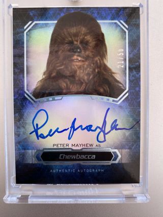 2016 Topps Star Wars Masterwork Peter Mayhew Chewbacca 21/50 On - Card Autograph
