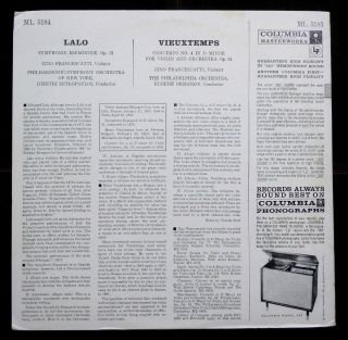 Lalo: Symphonie Espagnole - Francescatti Columbia 6 - Eye ML 5184 ED1 LP 2