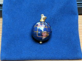 14k Gold World Globe Pendant Charm Lapis And Opal Inlay 7.  17 Grams