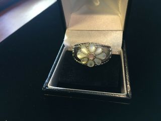 Judith Ripka Sterling Silver Mother Of Pearl Daisy Ring Sz 9