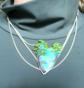 HAND CRAFTED STERLING SILVER ENAMEL ESTATE LILY FRANKLIN PARADISE ISLAND NECKLAC 3