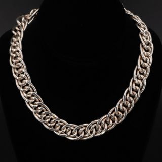 Sterling Silver - Italy 16mm Double Cable Chain Link 17 " Necklace - 71g