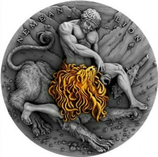 2018 2 Oz Silver Niue $5 Twelve Labours Of Hercules,  Nemean Lion Coin.