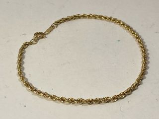 14k Yellow Gold Rope Chain Link Bracelet Signed Ma 7 1/4 "