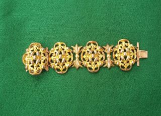 Rare Antique Georgian Pinchbeck Wide Ornate Bracelet 1 \ 2 Of A Pair