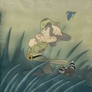 1937 Disney Snow White Seven Dwarfs Dopey Courvoisier Production Animation Cel