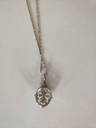 MICHAEL HILL Sterling Silver Vintage Art Deco Filigree Pendant with chain 2