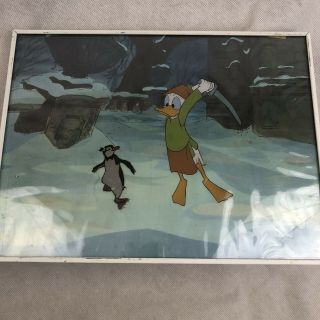 Disney 1960s Donald Duck And Penguin Production Animation Cel Framed