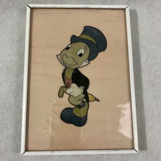 Disney 1950s Jiminy Cricket Pinocchio Production Animation Cel Framed
