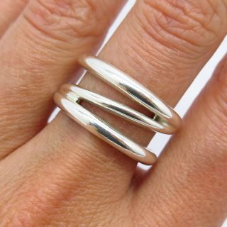 Tiffany & Co.  Italy 925 Sterling Silver Diagonal Ring Size 7.  5