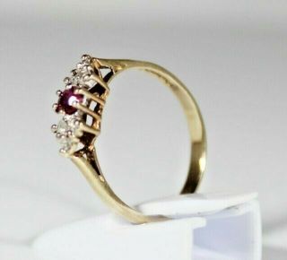 Antique Vintage 9 Carat Gold Ruby Diamond Dress Engagement Ring Size P/q