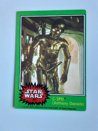 Vtg 1977 Topps Star Wars C3po Error Card Series 4 Rare 207 Golden Rod