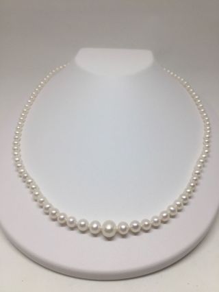 Pearl Necklace 14k Yellow Gold Vintage 18in 4.  5 - 8mm Estate Freshwater Y8