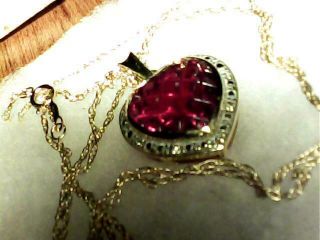 14KYG 18 4.  8G ESTATE PRINCESS CUT RED RUBIES WITH DIAMOND ACCENT HEART 3