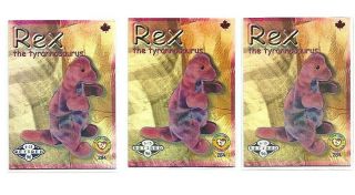 Rare Ty Series 2 Canadian Retired Beanie Babies Cards Rex Blue Green Silver Htf