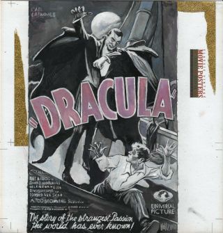 Charles Hall Classic Movie Posters Dracula Oversized Painted Sketchcard