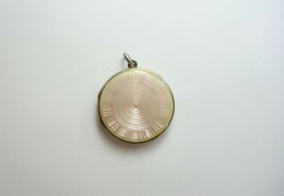Rare Norwegian David Andersen Silver 925s Enamel Locket Pendant Guilloché Pink
