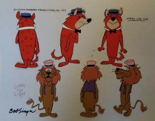 Hanna Barbera:hardy Har Har,  Lippy The Lion Paint Model Cel Signed By Bob Singer