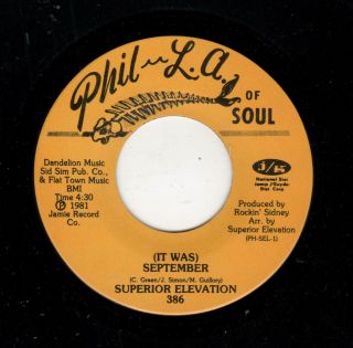Sweet/modern Soul/funk - Superior Elevation - (it Was) September/computer Woman