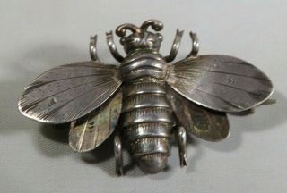 Victorian Sterling Silver Honey Bee Insect Pin/broach C - Clasp