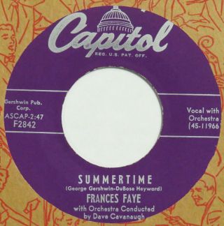Frances Faye Summertime / Mad About The Boy Capitol 45 Popcorn Jazz 1954 Hear