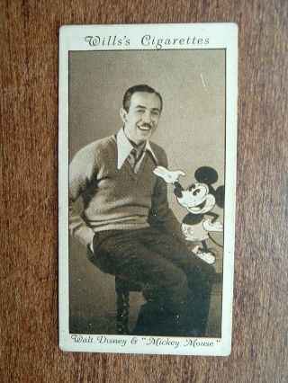 Walt Disney & Mickey Mouse Vintage Card 1936 Wills Cinema Stars 24 Rare