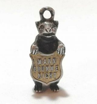 Vintage Antique Silver Charm Pendant Bear " Mann Brumme Nicht " Austria